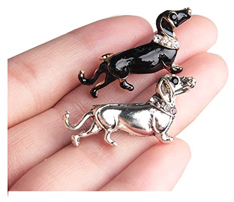 Opexicos 2 Stück Damen Herren Kinder Niedliche Emaille Dackel Hund Tier Brosche Pin feines Geschenk, Emaille