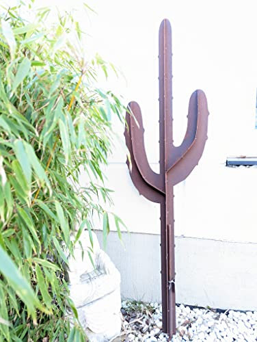 Zen Man Edelrost Gartenstecker Rost Gartenskulptur aus Metall Garten Figure Kaktus Rost (032193-1：36 * 6.5*H130cm)