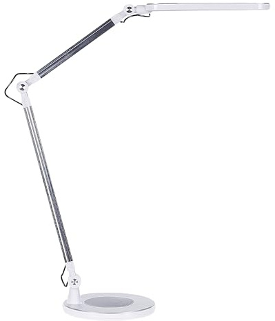 Beliani LED Schreibtischlampe Metall silber 80 cm hoch verstellbar für Büro Grus