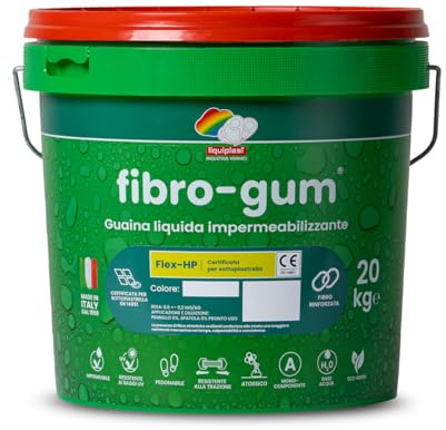 FIBROGUM FLEX HP - Membrana impermeabilizzante ad alte prestazioni FIBRORINFORZATA anche per sottopiastrella (20 kg, Rosso)