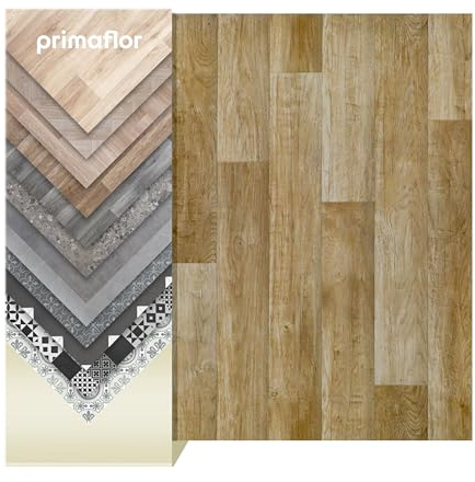 Primaflor PVC Boden Tacuto | Eiche Chalet | 400x100 cm | 4,00 m Breite, Holzoptik, 2,8 mm Gesamthöhe, R10, Bfl-s1, Nutzungsklasse 23/31, für Fußbodenheizung geeignet