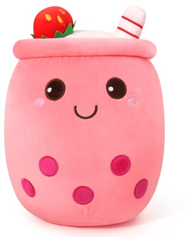 HXPLN Peluche Bubble Tea 35cm, Kawaii Peluche Boba pour Les Filles et Les Garçons, Souple Jouets Coussin Potelés pour Enfants Cadeau (35cm, Rose)