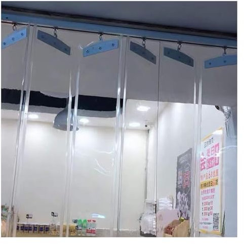 IBOWZ PVC Lamellen Streifenvorhang Kunststoff-Streifenvorhang-Set, PVC-Lamellenvorhang, Thermisch isoliert, transparent, faltbar, transparenter PVC-Türvorhang für Garage, Terrasse