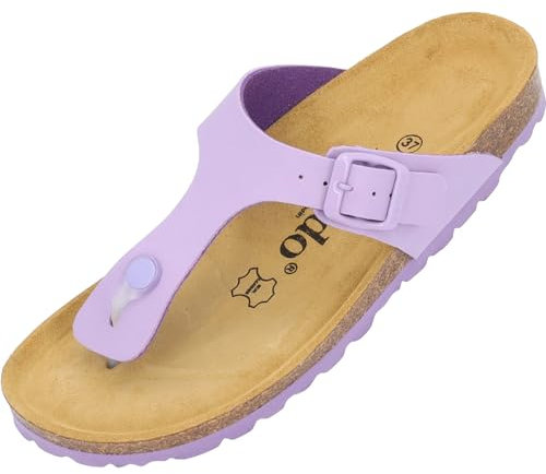 Palado Zehentrenner Damen Kos Matt – gefertigt in Spanien – weiche Veloursleder-Decksohle – mattes Obermaterial für dezente Eleganz Flieder UK8 - EU41