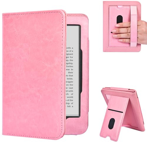 E NET-CASE Étui de Protection pour Kobo Clara BW/Colour (2024)/2E (2022), en Cuir Synthétique, Qualité Supérieure, avec Fente pour Carte et Dragonne