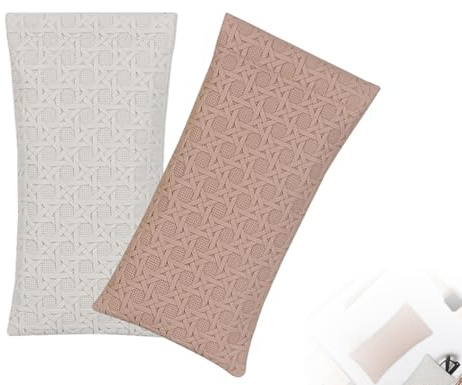 Lhbwhiz 2 Stück Brillenetui,Etui Weich Brillentasche,Männer und Damen Leder Brillenhülle,Tragbar Brillen Schutzhülle,Sonnenbrille Beutel,Brillen Aufbewahrungsetui(Khaki und gebrochenes Weiß)