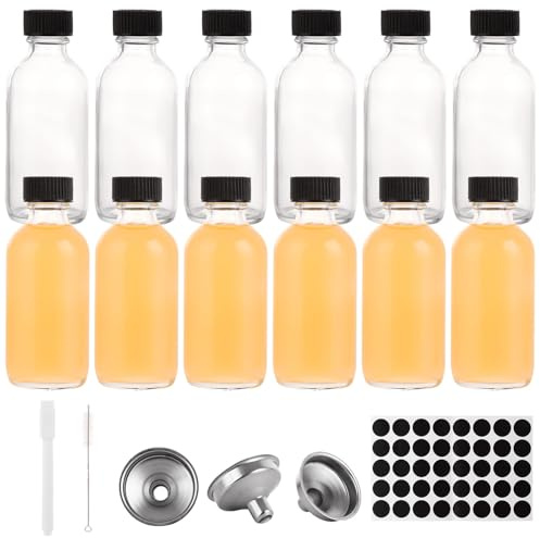 ASelected Mini Glass Shot Bottles (12 Pack, 60 ML) - Reusable, Leak-Proof, Ideal for Juice, Milk, Coffee, Travel & More