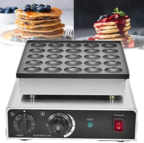 Mini máquina para hacer tortitas holandesas, máquina para hacer tortitas holandesa comercial de 900 W, máquina para hornear poffertjes eléctrica antiadherente, máquina