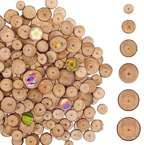 VIDETOL 300 Stück Holzscheiben, 1,5-3 cm Kleine Baumscheiben Set, Unvollendete Holzscheiben Zum Basteln für Dekoration, Hochzeit, Weihnachten Dekoration