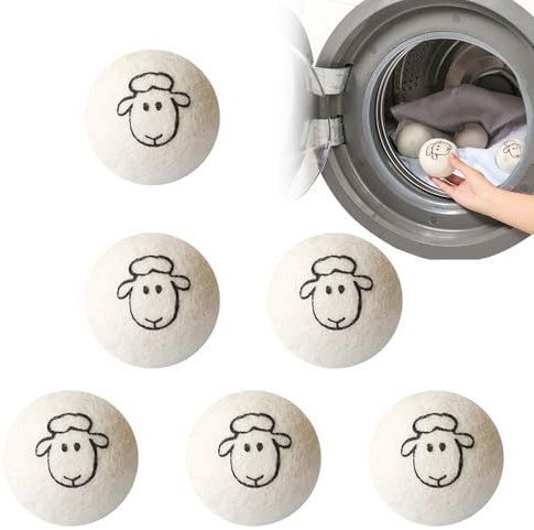 Boule Seche Linge,Lot De 6 Balles De Séchage En Laine,Boules De Séchage En Laine,6cm Boule De Laine Pour Sèche-Linge,Balles De Séchage De Laine,Boule De Séchage Laine,Boule De Sechage Seche Linge