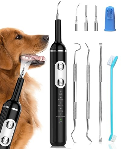 Stim-U-Dent Zahnreinigungsset Ultraschall für Hund, Zahnreiniger für Haustiere zum Entfernen von Zahnstein & Zahnbelag, mit LED-Licht, Hundezahnbürste zur Zahnpflege, Fingerzahnbürste