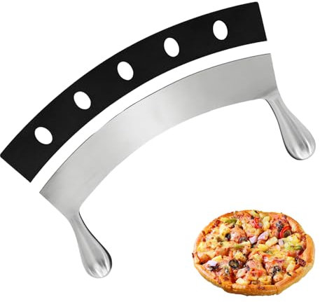 AMONENZ Pizza Schneider, 30 cm Pizzaschneider mit Griff, Edelstahl Pizzamesser Wiegemesser, mit Speziellem Schutzschild, zum Schneiden von Kuchen, Brot und Gebäck