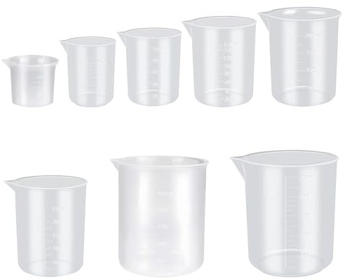 8 Stück Messbecher Set, Mini Measuring Cups, Transparent Messbecher 25/50/100/150/200/250/300/500ml, Präzisions Hitzebeständig Measuring Cups mit Skala, für Labor, Waschmittel, Küche Backen