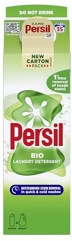 Persil Bio Laundry Washing Liquid Detergent 1st time removal of tough stains outstanding stain removal in quick & cold washes 35 washes (945 ml)