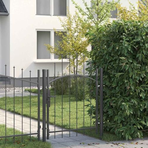Trädgårdsgrind med lås grå 150 x 100 cm 100 x 150 cm stål staketgrind hoftor trädgårdsdörr metall för stavmatta staket gård privat tomt uppfartgrind