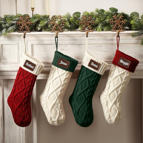 SearchI Personalisierte Weihnachtsstrumpf mit Benutzerdefinierte Namen Christmas Stockings zum Nikolaus oder Weihnachten - Namen - Geschenkbeutel - Nikolausstiefel zum Aufhängen(1 Stück)
