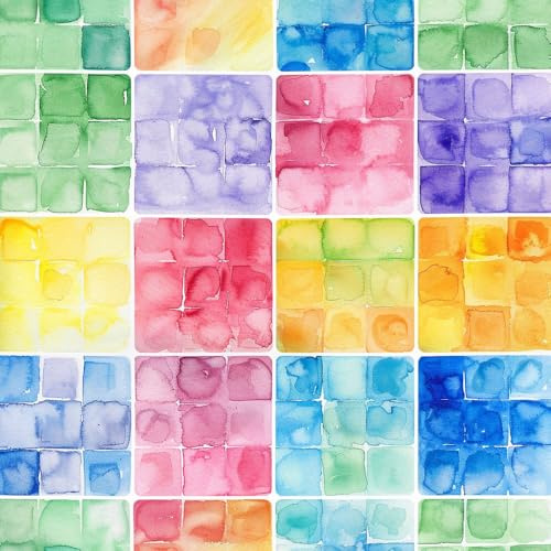 JIAOQSS Selbstklebende Tapete Aquarell bunt Regenbogen kariert Kontaktpapier Klebefolie Wandtapete Möbelfolie Tapeten Wasserdicht Vinyl Wrap Klebetapete Wohnzimmer Schlafzimmer Wallpaper