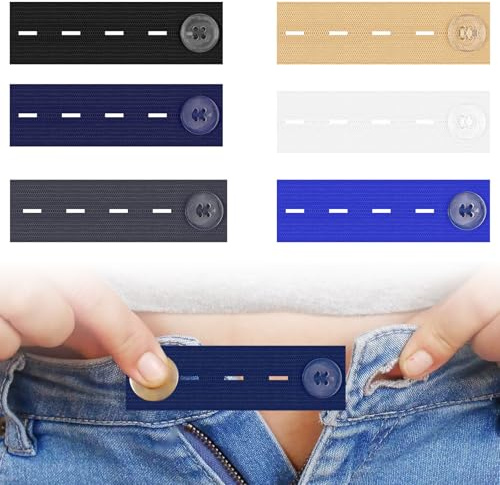 6 Stück Hosenbunderweiterung, Verstellbare Hosenknopf Verlängerung, Hosenerweiterung Schwangerschaft, Knopfverlängerung für Hosen, Elastische Taillenverlängerungen Knopf für Jeans, Röcke und Umstandsh