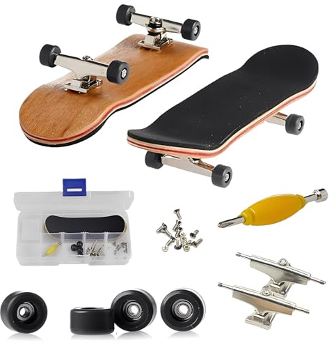 Yuwnd Finger Skateboard Set, Fingerboard mit Box, Professionelles Fingerskateboard aus Ahorn Holz, Mini Skateboard für Kindergeburtstag Geschenke