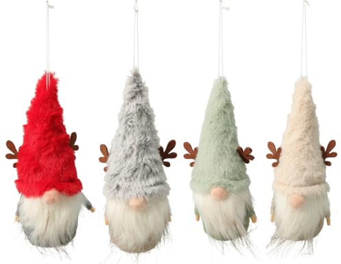 itsisa Hängedeko Filz Wichtel Zwerg Weihnachtswichtel (4er Set) H:18 cm - Baumdeko, Türdeko, Fensterdeko Winter, Weihnachtsdeko, Christbaumschmuck, Weihnachten