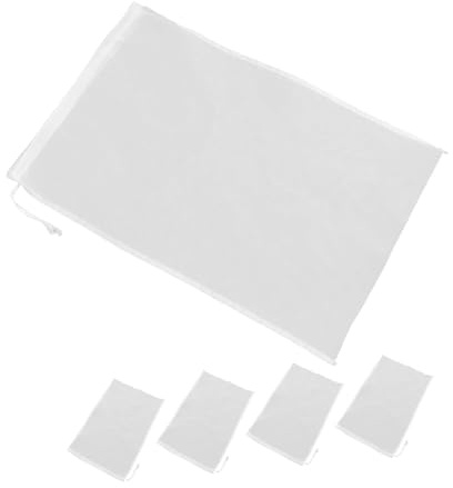 BESPORTBLE 5 pièces Lot de Filtre Maille Fine Réutilisable pour Lait de Noix Jus Maison Soja et Vin Filtre Alimentaire avec Cordon de Serrage