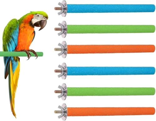 Tarqite 6 Stück Papagei Sitzstangen, 10cm Bunt Vogelstangen, Vogelkäfig Zubehör Sitzstange, Papagei Sitzstange Spielzeug, Vogel Pfote Schleifen für Papageien, Wellensittiche, Kleinvögel