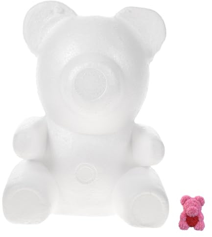 WEKAMOS Orsetto in Schiuma Modellabile Bianco per Decorazioni Artistiche Fai da Te Sagoma di Orso in Gommapiuma per Composizioni Floreali e Ornamenti per Feste Rosa