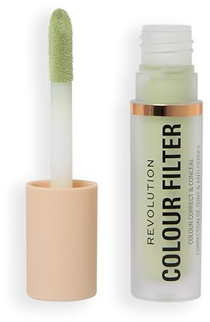 Revolution Colour Filter Correcting Concealer, Corrector de Color de Alta Cobertura Modulable con Acabado Mate Suave y Larga Duración, Vegano, Green, 4 g