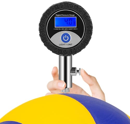 Ballpumpe mit Manometer - Kleines tragbares digitales Instrument, genaue Luftdruckmessung, aufblasbarer Ball kompatibel, leicht ablesbares Display | Mountain Road Bike Bau Fußball Volleybal