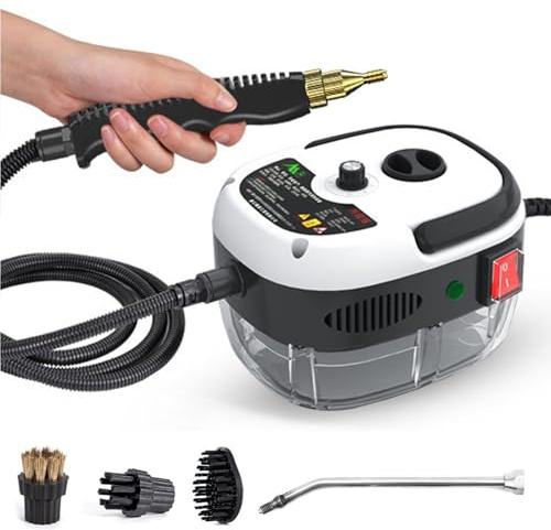 Pulitore a Vapore Portatile 2500W, Pulitore a Vapore Portatile con Serbatoio Acqua da 1 Litro, Riscaldamento Rapido In 10 Secondi e Regolazione a 6 Velocità, Vapore Ad Alta Temperatura 105°C per Casa