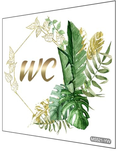 FOMIYES Adesivo Murale per Porta del Bagno Autoadesivo Motivo Fogliare Verde, Cartello Wc Decorativo Rimovibile per Pareti Lisce, Decalcomania Bagno Semplice da Installare