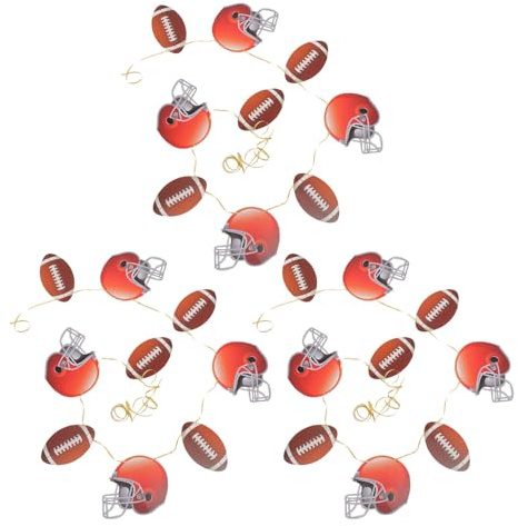 Toyvian Banderín de Papel con Casco de Rugby para Fiesta Deportiva, Guirnalda Temática de Fútbol Americano, Decoración Colgante para Cumpleaños Infantiles, Pack de 3 Unidades