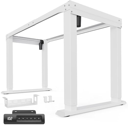 HUANUO Estructura de escritorio de altura ajustable de 4 patas, motor dual escritorio de altura ajustable para casa y oficina, patas de mesa de altura regulable con acero resistente, controlador de