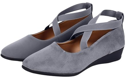 Ballerinaskor, dam, eleganta ballerina, skor, remballerina, dansskor, klädskor, platta skor, damskor eleganta och bekväma halvskor, traditionella skor, pumps sneakers, fritidsskor, GRÅ, 36 EU