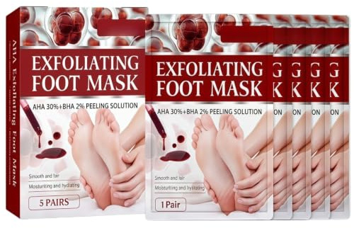 Fot Peeling Peach Mask, återfuktande fotmask med kokosnöt - vård av förhårdnader och död hud - återfuktande fotexfolierande, kallusskalande fötter för