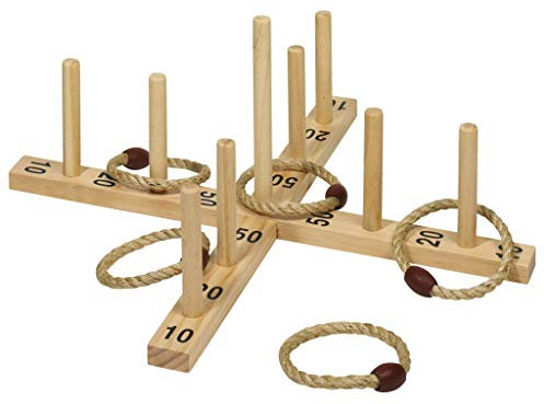 goki SA059 Ringwurfspiel aus Holz mit 5 Sisalringen, 56 cm – Outdoor & Indoor Geschicklichkeitsspiel zur Förderung von Koordination