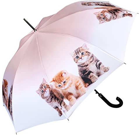 VON LILIENFELD Regenschirm Katzen Trio Auf-Automatik Kätzchen Stabil Damen Kinderschirm Stockschirm
