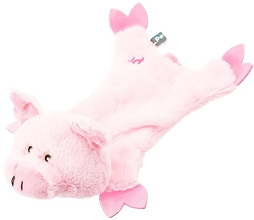 Petface Farmyard Buddies Crinkle Flat Pig Plush Dog Toy with Built-In Squeaker (Pack of 1)