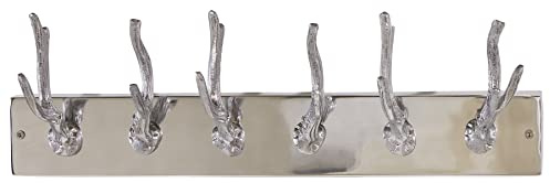 Wandgarderobe DEER 50cm - silber - Aluminium 6 Kleiderhaken Hirschgeweih | Montiert geliefert, praktische Wanddekoration, pflegeleichte Oberfläche, individuelle Raumgestaltung, modernes Design