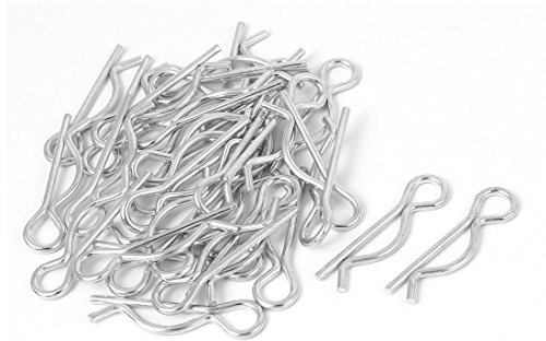 sourcing map 30 Stück Federsplint 2 mm x 40 mm Federverschluss Federstecker Clip Stecknadeln Verschluss Sicherungssplinte Silber Ton