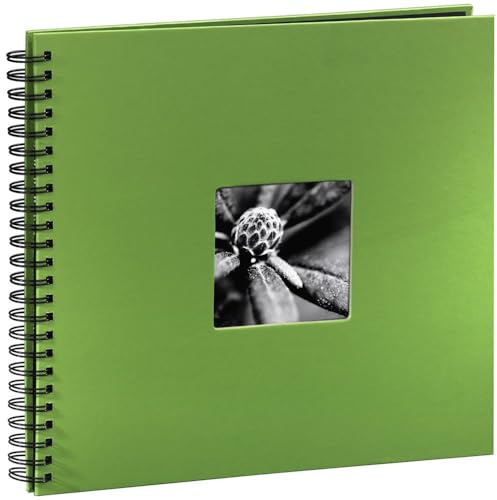 Hama | Álbum de Fotos con espiral para pegar y escribir (Álbum de fotografía de 10 x 15 cm, tamaño 36x32cm, con 50 hojas, papel cristal protector, 10x15 cm máximo 300 fotos) Color Verde Manzana