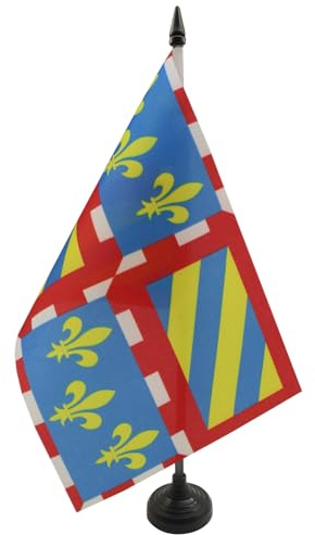 AZ FLAG - Bourgogne bordsflagga 21 x 14 cm - liten kontorsburgundisk flagga 100% polyester med 25 cm skaft och svart plastbas