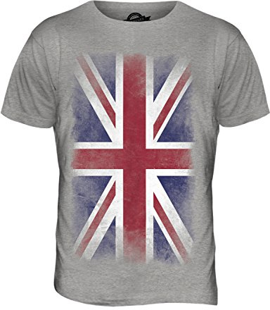 Candymix - Great Britain Union Jack Faded Flag - Mens T Shirt Top T-Shirt, Size Large, Colour Grey Marl
