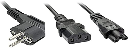 LINDY 30047 2m Schuko auf 1x IEC C13 und 1x IEC C5 Y-Netzkabel