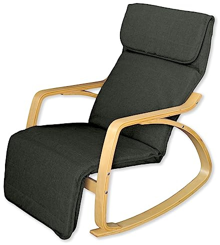 YELLOO sillón Relax Silla Mecedora Mod. Zen con reposapiés, Negro