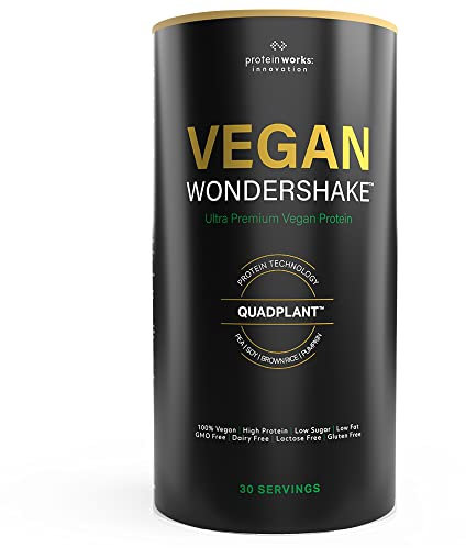 Protein Works - Vegan Wondershake, Multi-Award-Winning Vegan Protein Shake, QuadPlant Protein Blend, Ultra Smooth & Creamy, Low Calorie, Under 1g Fat & Sugar, 30 Servings, Strawberries & Cream, 750g