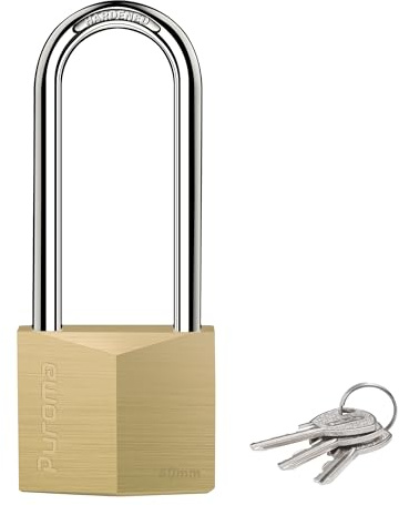 Puroma Keyed Padlock 3 Keys Outdoor Solid Brass Lock 2.6 Shed Gate Hasp