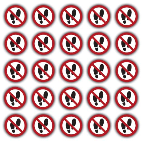 STROBO 25 Stück Aufkleber Nicht betreten mit Ø 9,5 cm | Sticker mit geschlitzter Rückseite für den Innen- und Außenbereich | UV-Schutz, Wind- und Wetterfest
