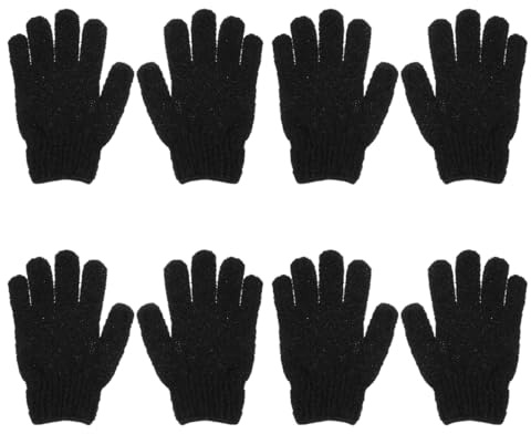 Healifty Exfoliating Gloves 4 Pairs Black Bath Gloves for Body Scrubbing Dead Skin Removal and Deep Cleansing Shower Mitts for Daily Bathing and Spa Use