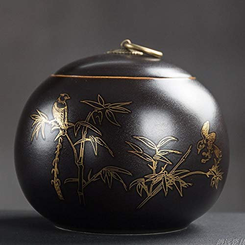 Tea Caddy Tea Cans Tea Storage Coffee Storage Jar Retro Tea Cans, Large Half-Catty Sealed Cans, Copper Buckle Ceramic Wake-Up Tea Cans, Pu'Er Black Tea Cans-Vintage Newspaper Peace Golden